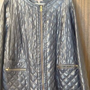 Roz & Ali Quilted Leather Jacket with Gold Accents
